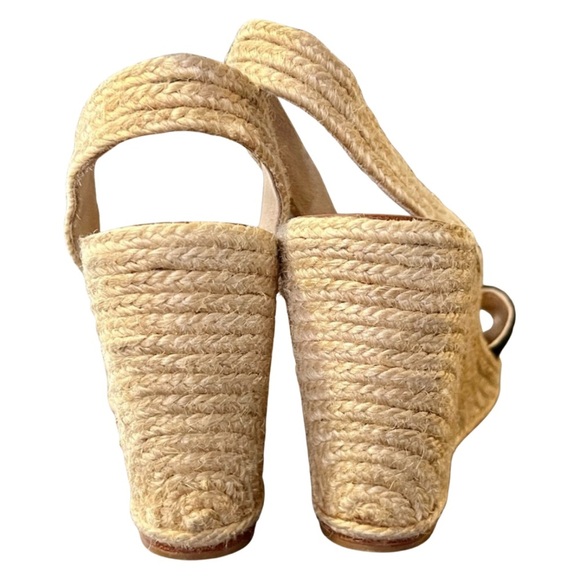 Kate Spade Black Suede Espadrille Wedge Sandals with Ribbon Flower Accent - Picture 6 of 9